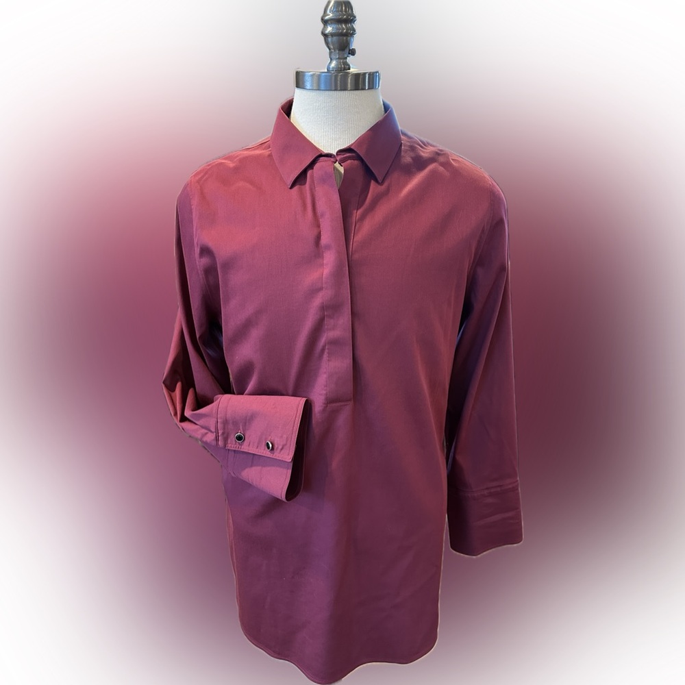 Chico's Size 3=16 No-Iron Burgundy Shirt
